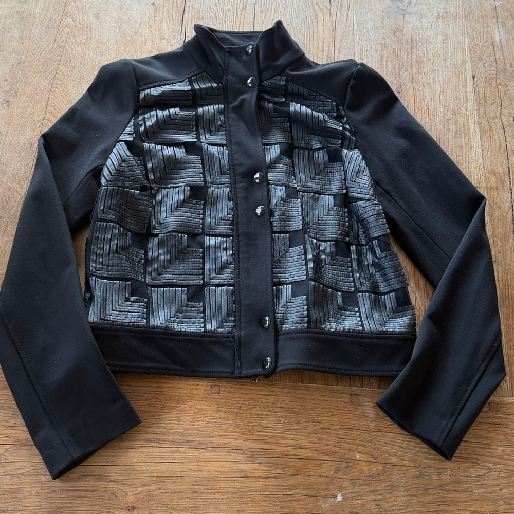 Plenty by Tracey Reese Black Moto/Bomber Jacket Size 2